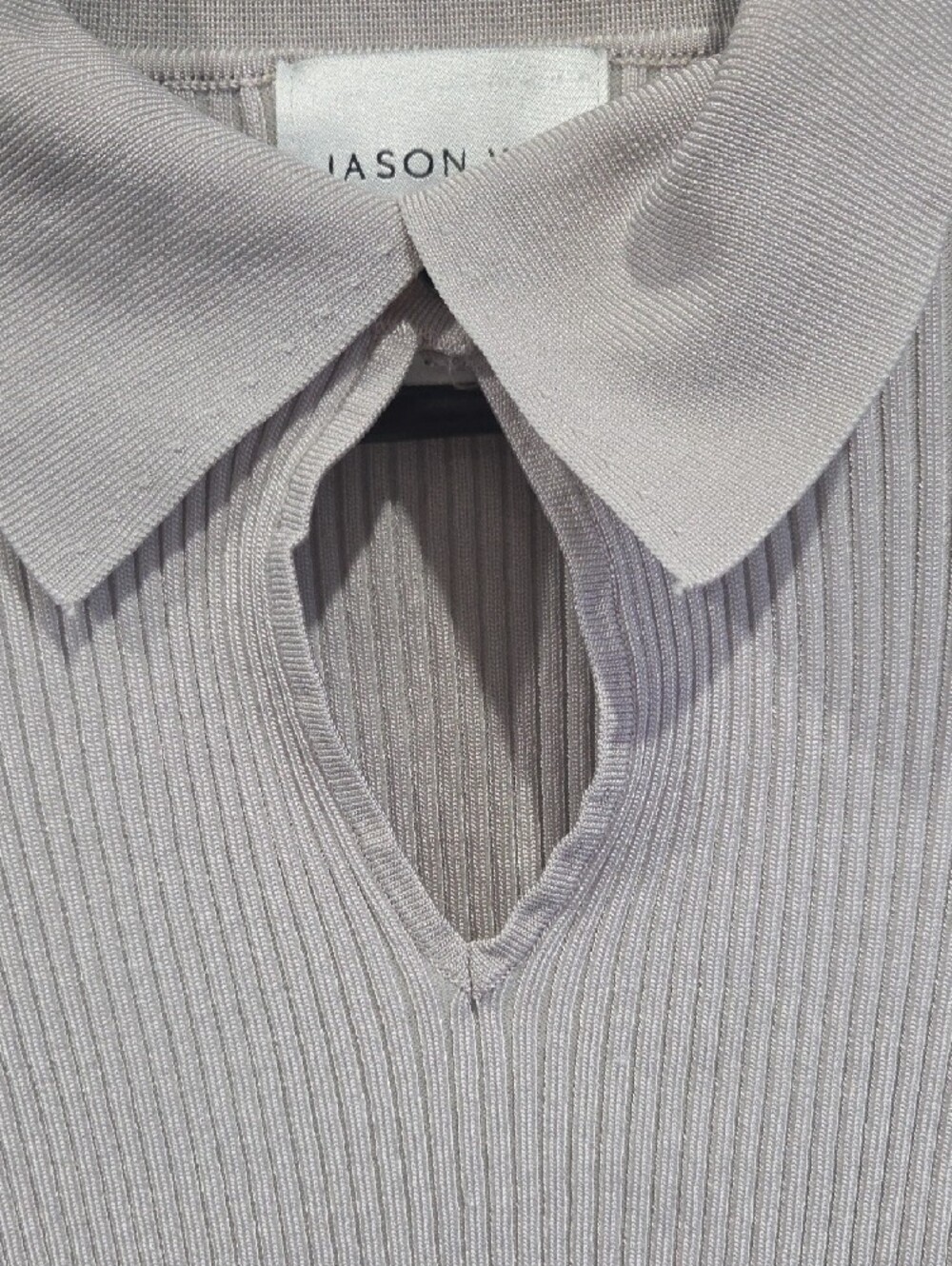 Jason Wu Cream Ribbed Collared Knit Top - Picture 3 of 7